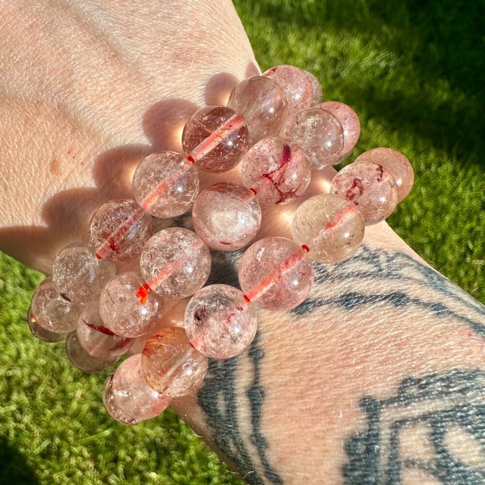 11mm Natural Red Quartz Beaded Bracelet
